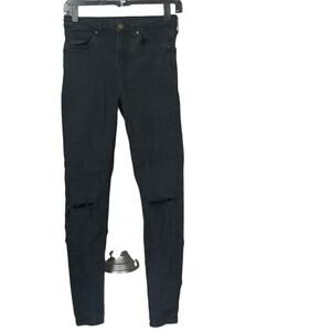 Topshop Womens Size 28 / 34 Jeans Black Distressed Skinny Moto